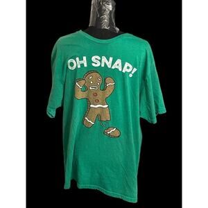 Gingerbread Man Shirt Men's Large OH Snap! Funny Christmas Tee Holiday‎ Time